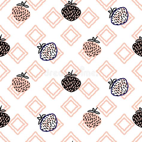 Abstract Strawberries Pink Seamless Vector Pattern Stock Vector