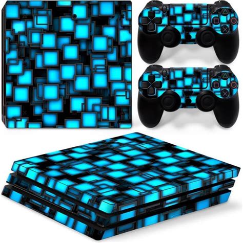 Ps4 Pro Sticker Blue Boxes Console Skin 2 Controller Skins