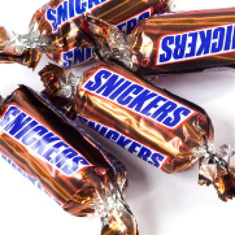 Snickers is a brand name chocolate bar made by the american company mars, incorporated, consisting of nougat topped with caramel and peanuts that has been enrobed in milk chocolate. Snickers Mini