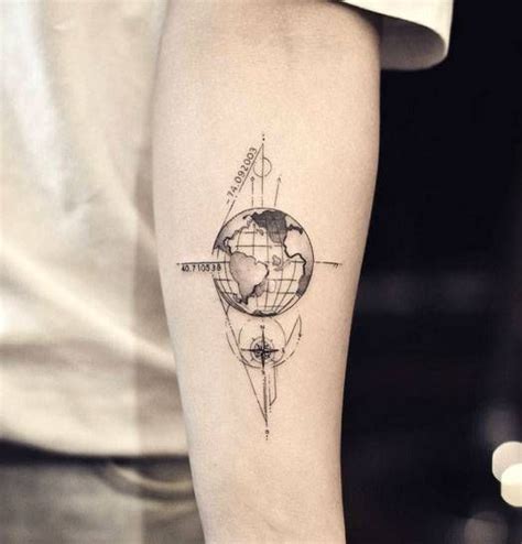 Globe And Compass Tattoo On The Left Inner Forearm Tatuaje Viajes