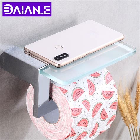 You will find that there are plenty of different options in terms of where the paper towel holder goes, including a wall mount paper towel holder. Toilet Paper Holder with Shelf Glass Brass WC Tissue Roll Paper Holder Bathroom Decorative Paper ...
