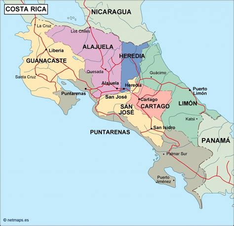 Costa Rica Political Map Eps Illustrator Map Vector Maps