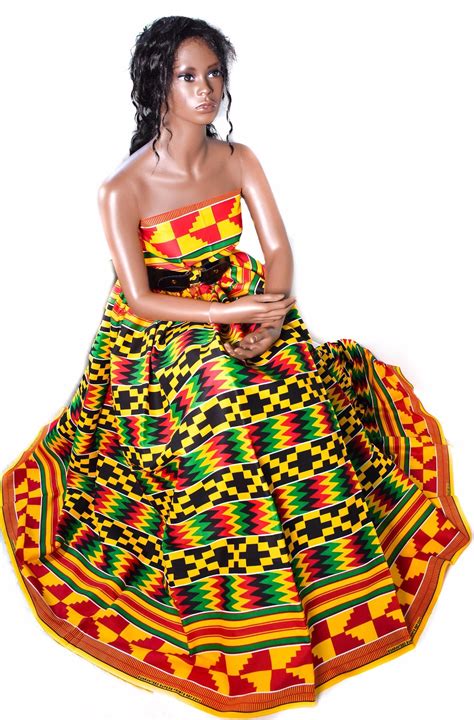 Kente Cloth Print African Fabric Made In Ghana Ohene Kf351 Tess