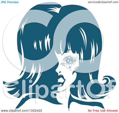 Clipart Of A Drag Queen Striking A Pose In Blue Tones Royalty Free