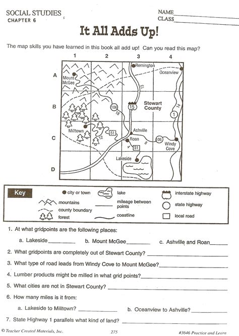 Reading A Map Worksheet Answers