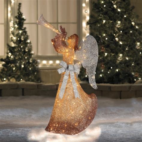 Northlight 60 Gold Led Lighted Angel With Trumpet Outdoor Christmas