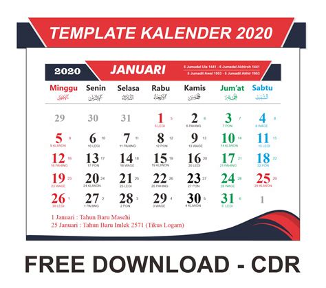 Kalender 2020 Lengkap Dengan Tanggal Merah Excel Financial Report