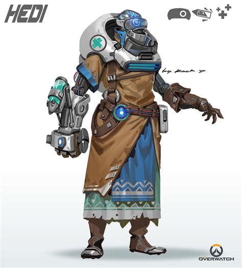 A Character From Overwatch Standing In Front Of A White Background With