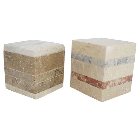 Tesselated Marble Cubes Pair Chairish