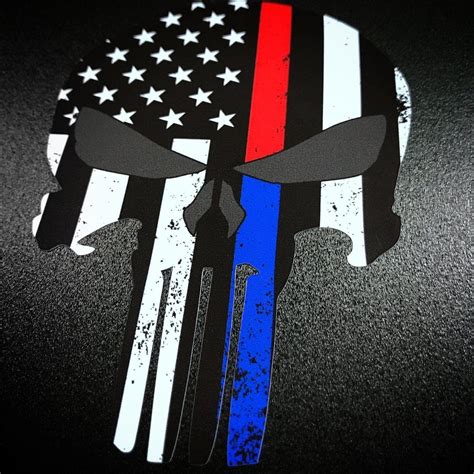 Punisher Thin Red And Blue Line Decal