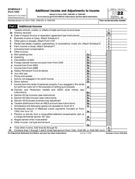 2022 Form Irs 1040 Schedule 1 Fill Online Printable Fillable Blank