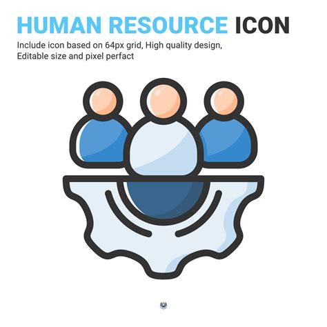 Human Resource Icon Vector With Outline Color Style Isolated On White Background Vector