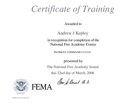 Fema Certificate 2