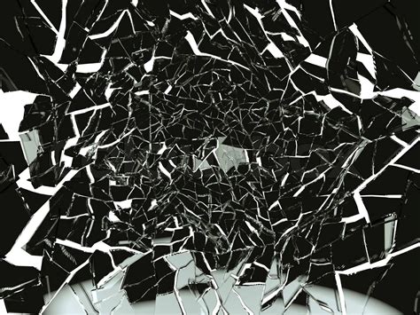 Pieces Of Broken Or Shattered Black Glass Isolated Stock Image