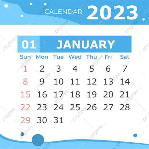 January 2023 Calendar Calendar 2023 January Png And Vector With