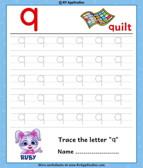 Trace Lowercase Letter Q Worksheet For Free