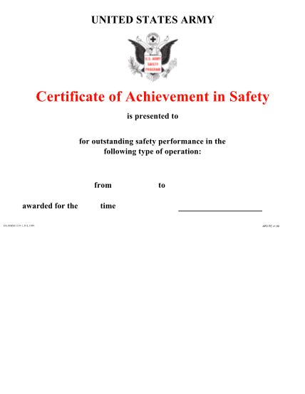 Da Form 2442 Certificate Of Achievement Template