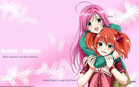Wallpaper Illustration Anime Cartoon Pink Rosario Vampire Akashiya Moka Kokoa Shuzen