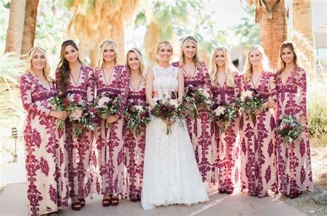 desert chic wedding with bold embroidered bridesmaids dresses green wedding shoes