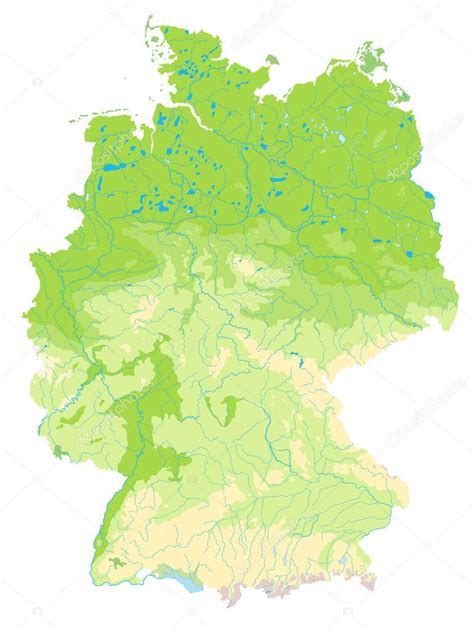 Mapa Físico Detalhado Alemanha Imagem Vetorial De © Livenart 82737084