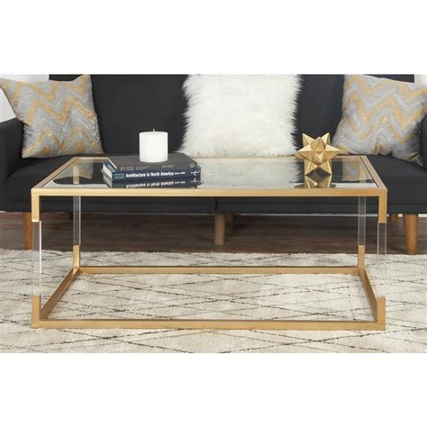 Clear And Metallic Gold Coffee Table Gold Mettalic Metal Living Room