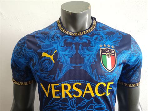 2022 Italy X Versace Special Edition Blue Football Shirt Mens Match
