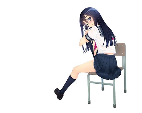 アニメの女の子、 長い髪、 学校の制服、 女子高生、 黒髪、 白い背景、 Hdデスクトップの壁紙 Wallpaperbetter