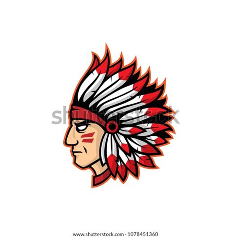 Indian Head Mascot Logo Icon Isolated Stock Vector Royalty Free