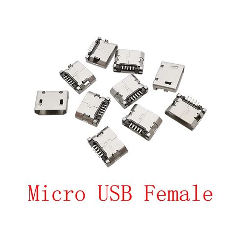 Micro Usb Female Jack Connector 5 Pin Microusb Socket Adapter For Data Charging Port Diy