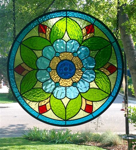 Round Stained Glass Window Panel Flower Power Delphi Artist Gallery Stained Glass