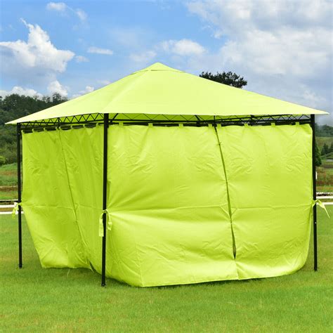 Gymax 10 X10 Patio Green 4 Side Walls Bright Tent Gazebo Canopy