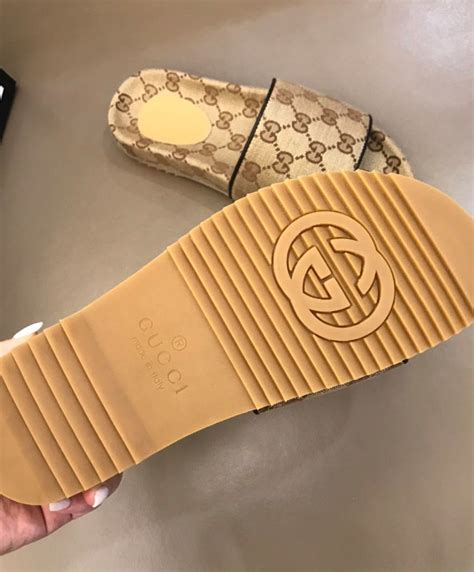 Gucci Mens Gg Canvas Slide Sandal Apricot Alimorluxury