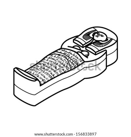 egyptian sarcophagus lineart style great colouringin stock vector  shutterstock