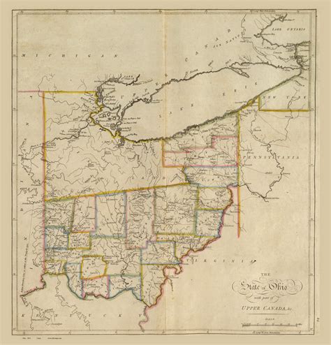 Ohio State 1814 Carey Old State Map Reprint Old Maps