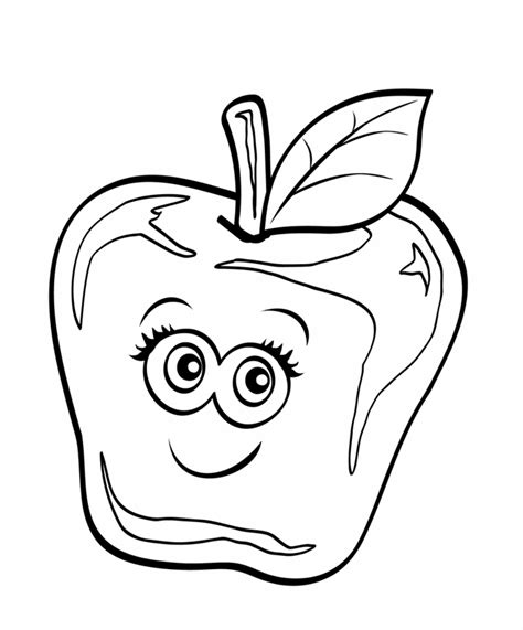 Die welt in rosa brille. Ausmalbild Obst und Gemüse: Apfel mit lustigem Gesicht kostenlos ausdrucken