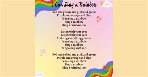 I Can Sing A Rainbow Printable Lyrics Origins And Video