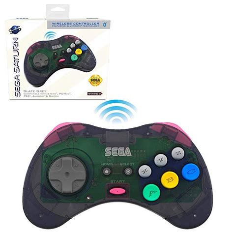 Retro Bit Official Sega Saturn Bluetooth Controller 8 Button Arcade Pad