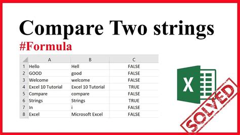 How To Compare Two Strings In Excel Using Formula Excel Tutorials