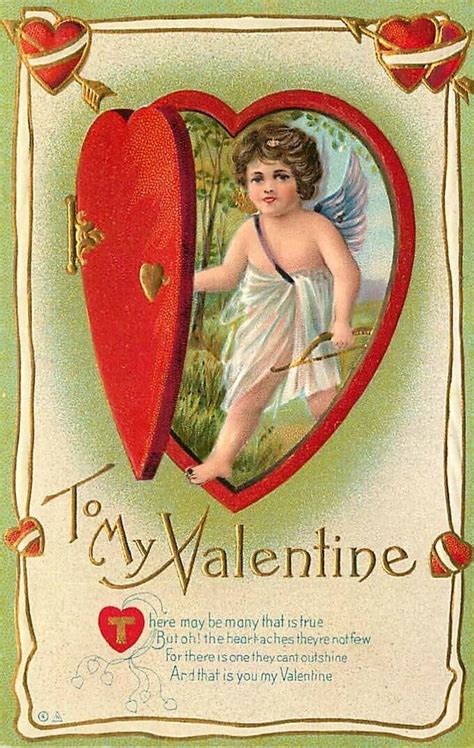 Cupid Door Knocking Valentine Postcard C1911 Vintage Flowers Love