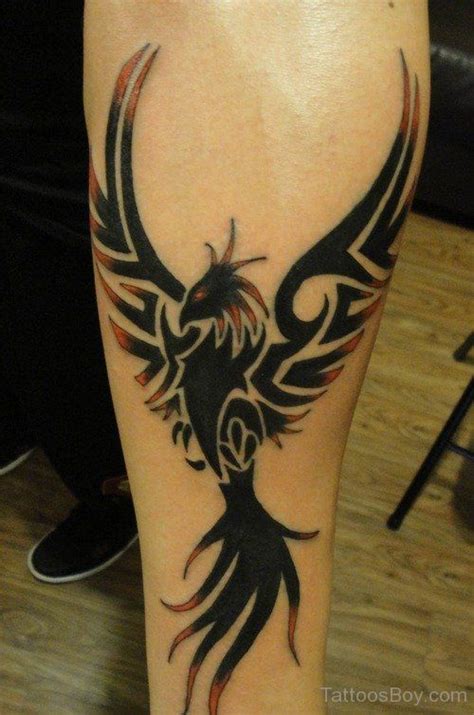 Awesome Black Tribal Phoenix Tattoo On Left Forearm Tribal Phoenix