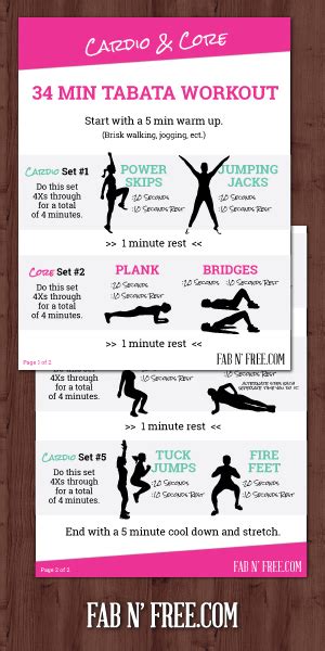 Free Printable Cardio And Core Tabata Workout Fab N Free Hot Sex Picture