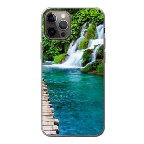 Muchowow Handyhülle Brücke Wasser Pflanzen Wasserfall Grün Handyhülle Apple Iphone 13