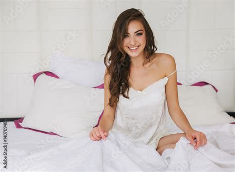 Bed Model Panties Slim Attractive White Adult Glamour People Black Caucasian Female