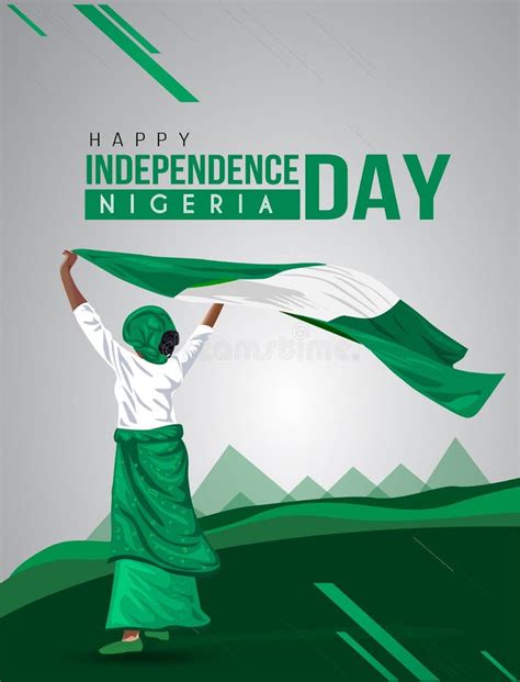 Nigerian Girl Waving Flag Her Hands St October Happy Independence Day
