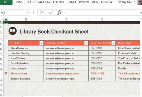 Library Checkout Spreadsheet For Excel