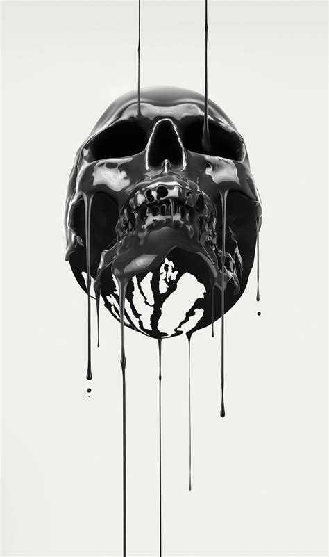 Digital Dripping Skulls By Paul Hollingworth Skull Artwork Skull