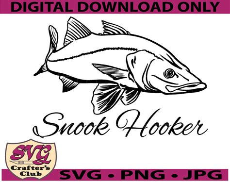 Fish Snook Hooker Svg Fishing Design For Cricuts And Etsy