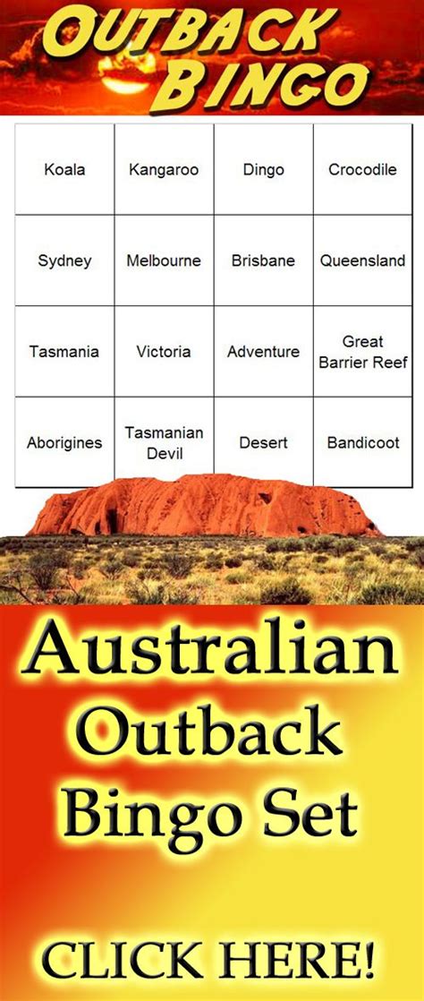 Australian Outback Themed Bingo Set Etsy Australian Party
