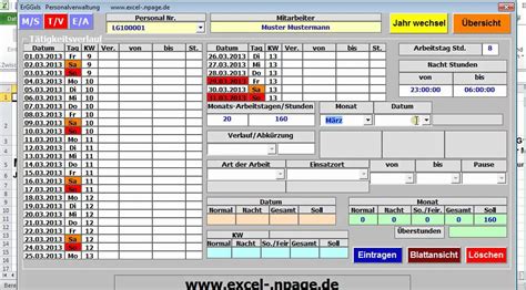 Bei bedarf können sie außerdem die einsatz schichten als excel oder pdf exportieren, um diese auszudrucken und und falls sie für ihre einsatzplanung extra personal benötigen, dann können. Personalverwaltung mit Excel. Zeit erfassen, berechnen, auswerten..avi - YouTube