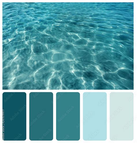Color Palette Swatches Of Abstract Blue Green Gamma Of Sea